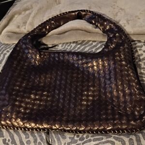 Elegant Brown Woven Handbag